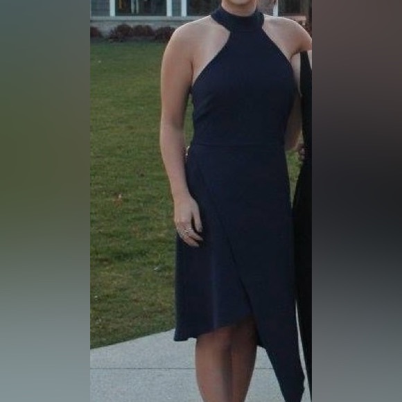 ASOS asymmetrical high neck dress Navy US6 - Picture 4 of 4